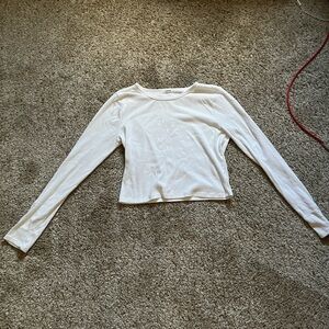 Garage White Gray Long Sleeve Crop Tee